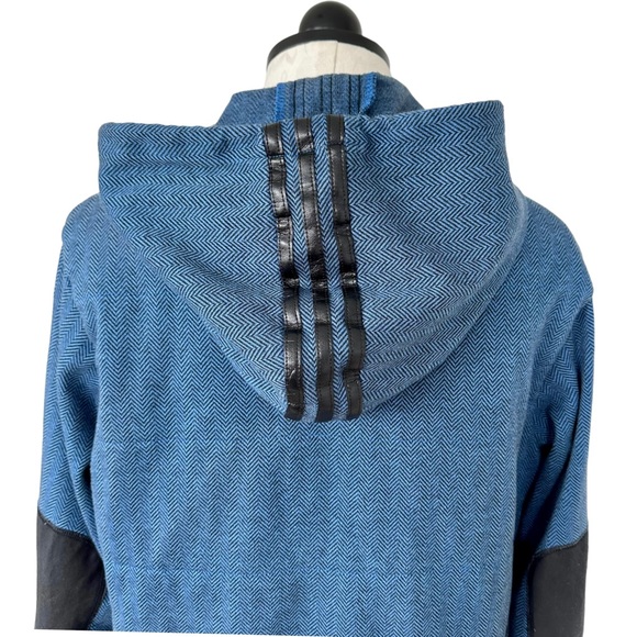 Adidas x David Beckham Blue Jacket Hoodie Elbow Patches Zip Front Size Medium - Picture 6 of 15